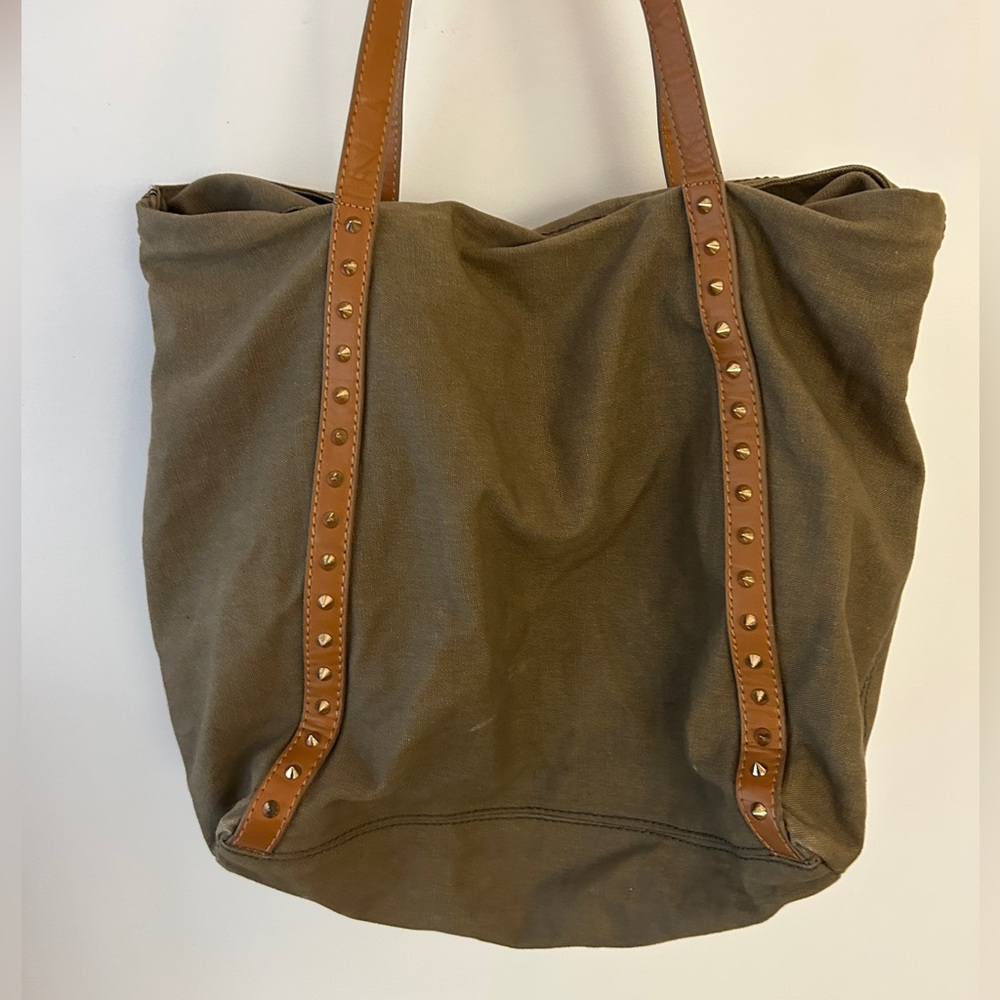 Brown Studded Tote Bag